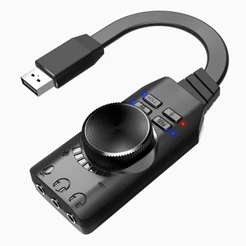 7,1-канальная внешняя звуковая карта компьютерной игры USB для игр PUBG Внешняя звуковая карта 3,5-мм USB-адаптер для ПК-ноутбука Plug and Play