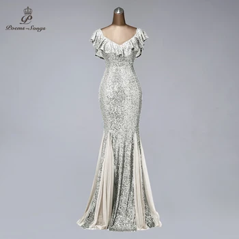 Элегантные вечерние платья с уникальным воротником, длинное серебряное платье vestidos de fiesta de noche, вечерние платья русалки, красивое вечернее платье