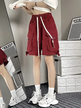 Летние Женские Шорты Harajuku Baggy Cargo Boy Shorts Y2k Для женщин, Корейские Модные Короткие Джинсовые шорты С Высокой Талией, Женские Спортивные шорты