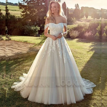 HERBURN Современное свадебное платье для невесты с открытыми плечами, короткими рукавами и цветочным принтом, индивидуальная доставка, Robe De Soiree De Mariage